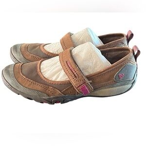 Merrell Stone Leather Brown and Pink Mary Jane style Walking /Hiking